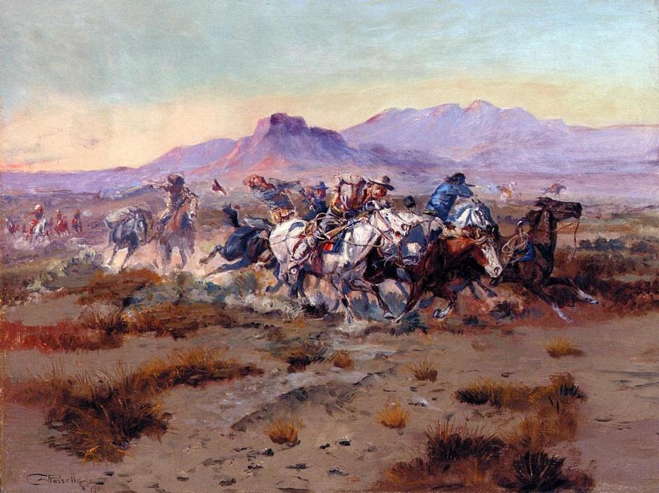 Wikioo.org - The Encyclopedia of Fine Arts - Painting, Artwork by Charles Marion Russell - The Attack