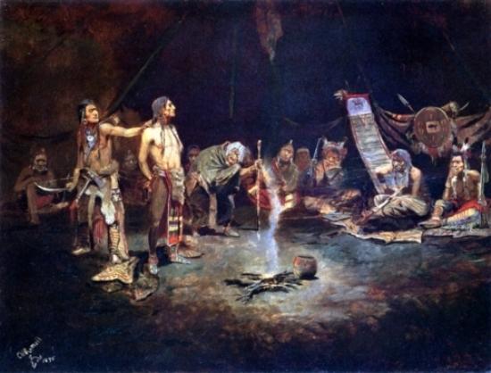 WikiOO.org - Енциклопедия за изящни изкуства - Живопис, Произведения на изкуството Charles Marion Russell - The Defiant Culprit
