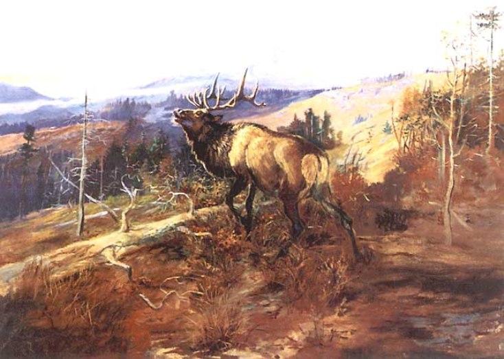 Wikoo.org - موسوعة الفنون الجميلة - اللوحة، العمل الفني Charles Marion Russell - The Elk