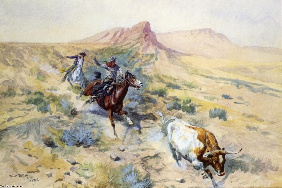 WikiOO.org - Enciclopédia das Belas Artes - Pintura, Arte por Charles Marion Russell - The Herd Quitter