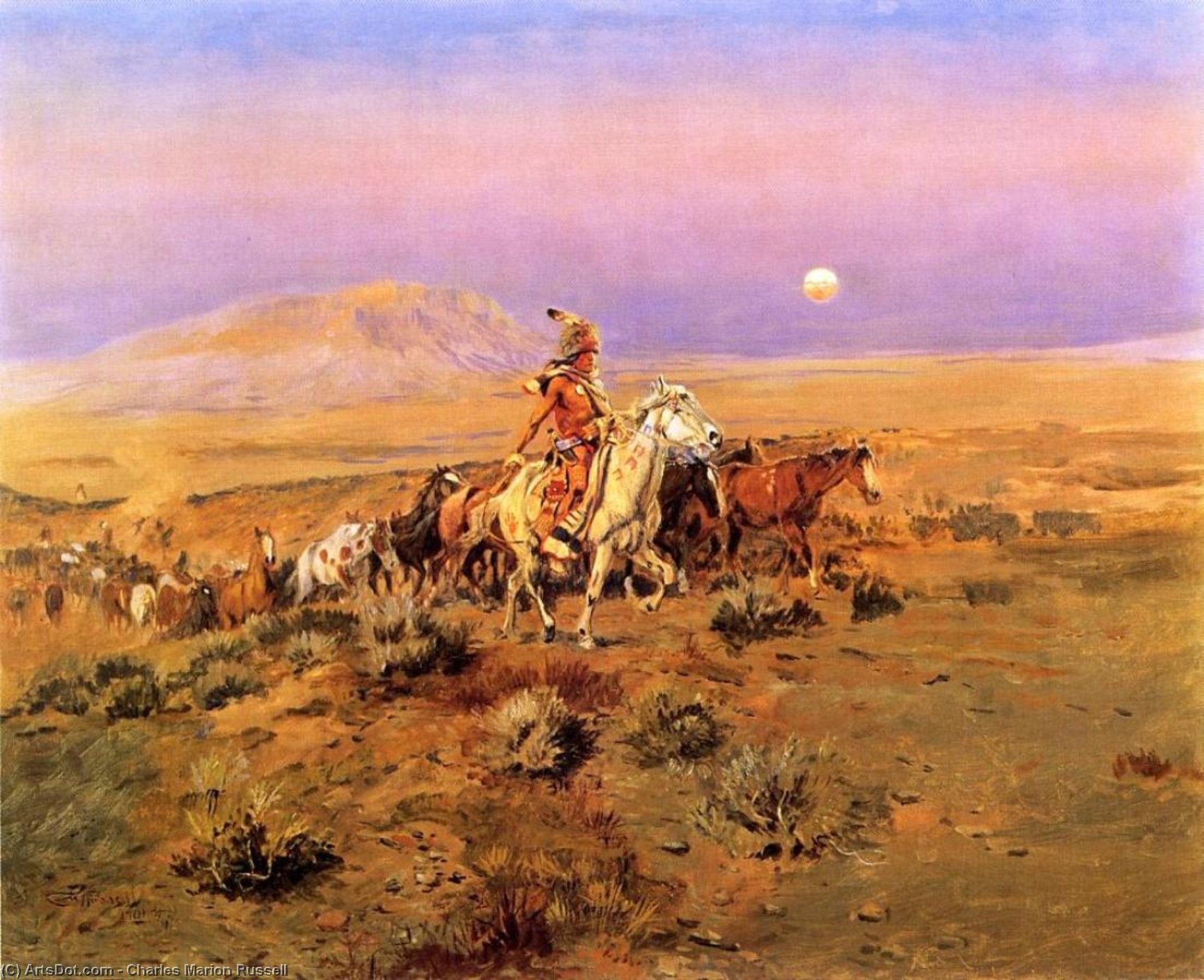 Wikioo.org - The Encyclopedia of Fine Arts - Painting, Artwork by Charles Marion Russell - The Horse Thieves
