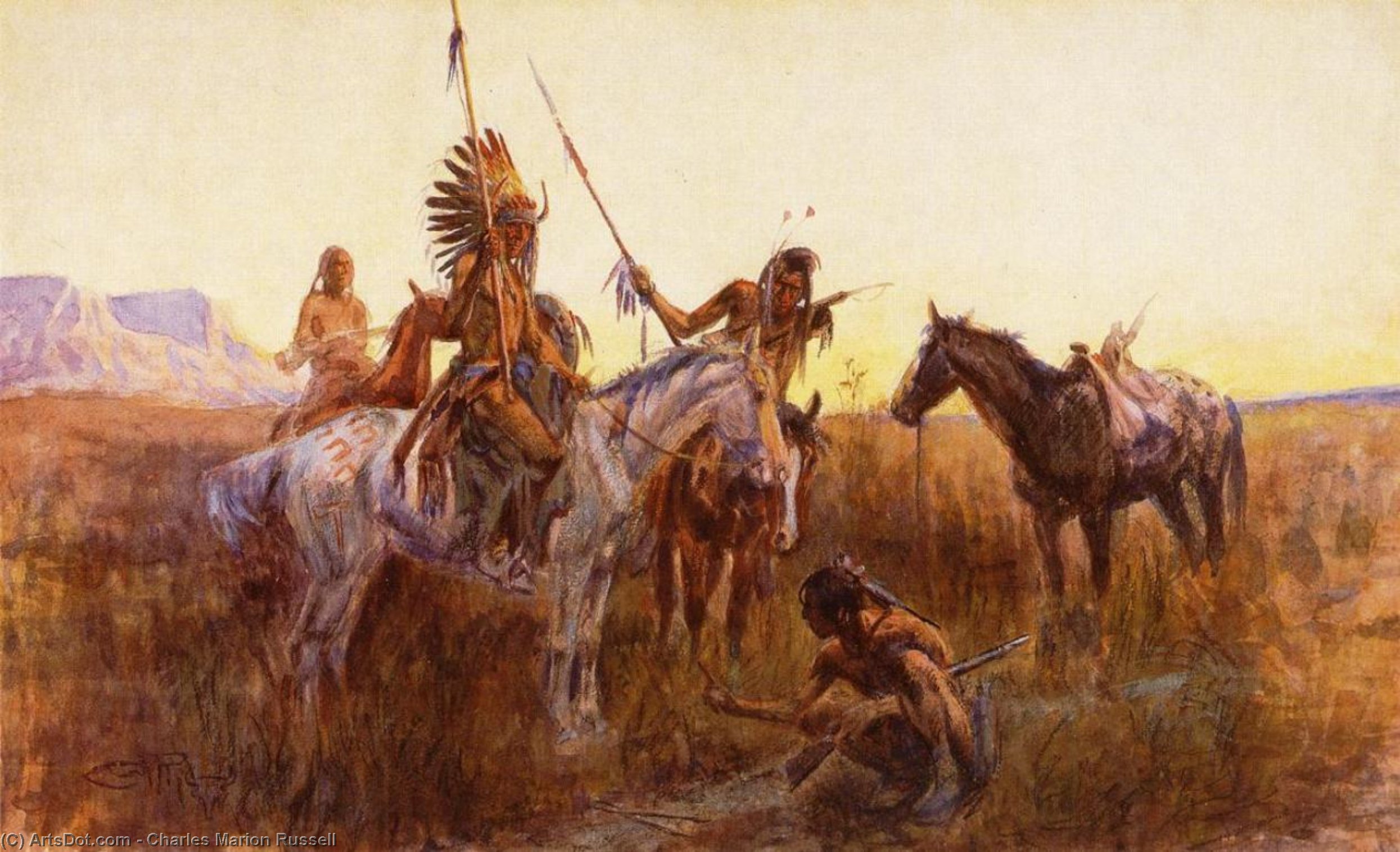 Wikioo.org - The Encyclopedia of Fine Arts - Painting, Artwork by Charles Marion Russell - The Lost Trail