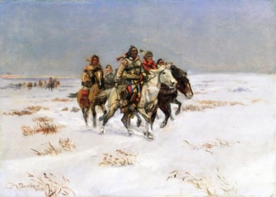 Wikioo.org - The Encyclopedia of Fine Arts - Painting, Artwork by Charles Marion Russell - The Snow Trail