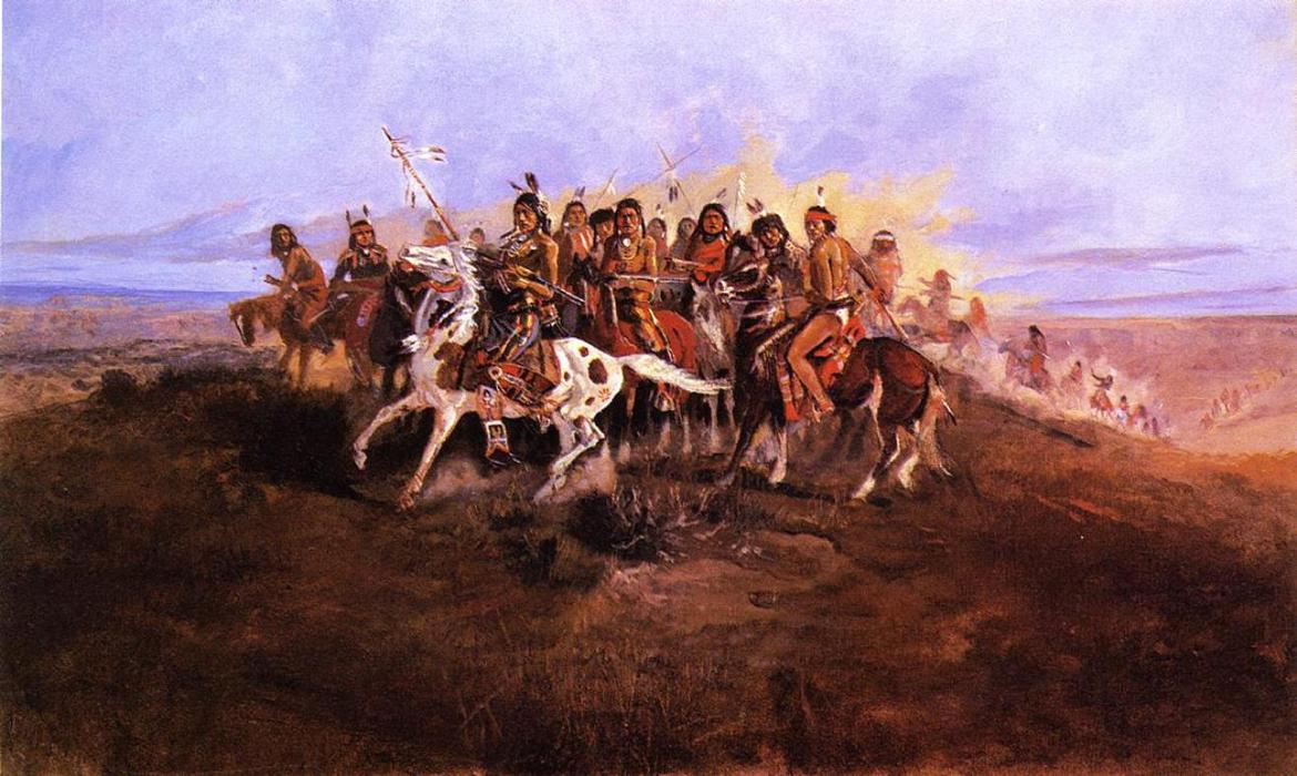 Wikioo.org – L'Enciclopedia delle Belle Arti - Pittura, Opere di Charles Marion Russell - il guerra party