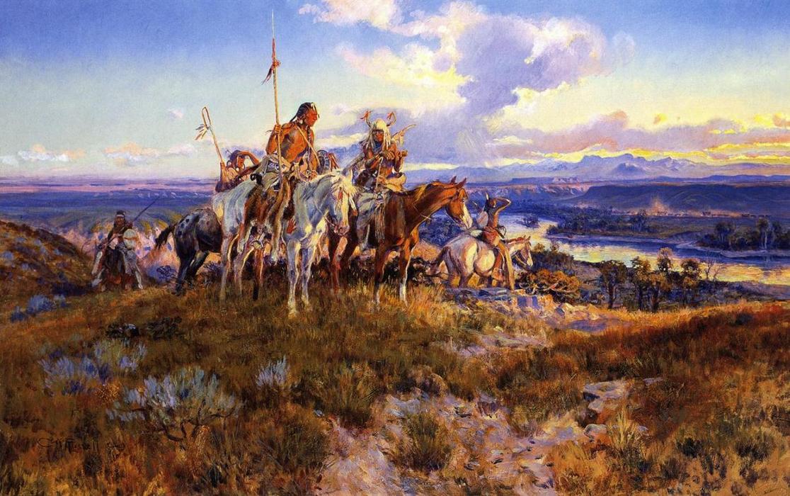 Wikioo.org - The Encyclopedia of Fine Arts - Painting, Artwork by Charles Marion Russell - Wagons
