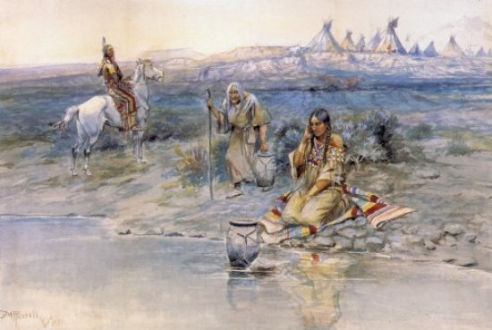 Wikioo.org - The Encyclopedia of Fine Arts - Painting, Artwork by Charles Marion Russell - Waiting