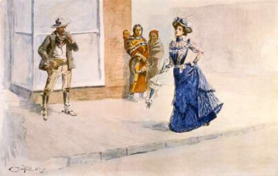 WikiOO.org - Енциклопедия за изящни изкуства - Живопис, Произведения на изкуството Charles Marion Russell - When East Meets West