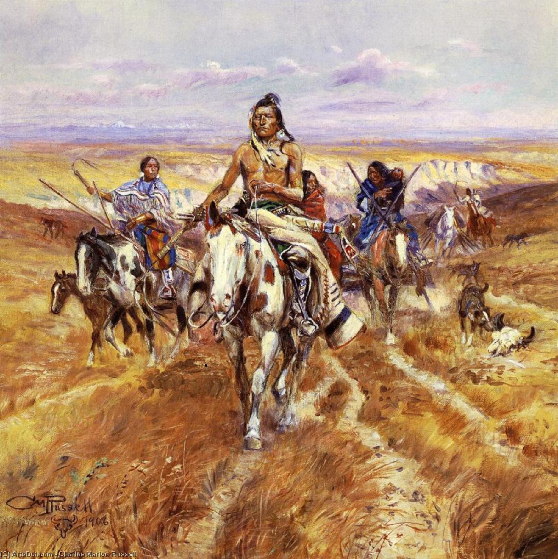 Wikioo.org - The Encyclopedia of Fine Arts - Painting, Artwork by Charles Marion Russell - When the Plains Were His