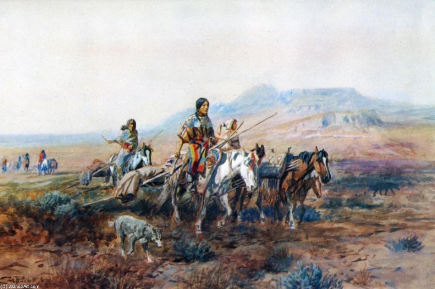 WikiOO.org - Enciklopedija likovnih umjetnosti - Slikarstvo, umjetnička djela Charles Marion Russell - When the Trail Was Long Between Camps