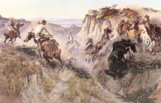 Wikioo.org - The Encyclopedia of Fine Arts - Painting, Artwork by Charles Marion Russell - Wild Horse Hunters