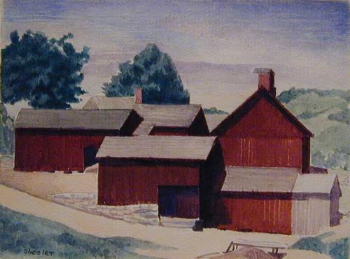 WikiOO.org - Encyclopedia of Fine Arts - Maľba, Artwork Charles Rettew Sheeler Junior - Connecticut Barn and Landscape