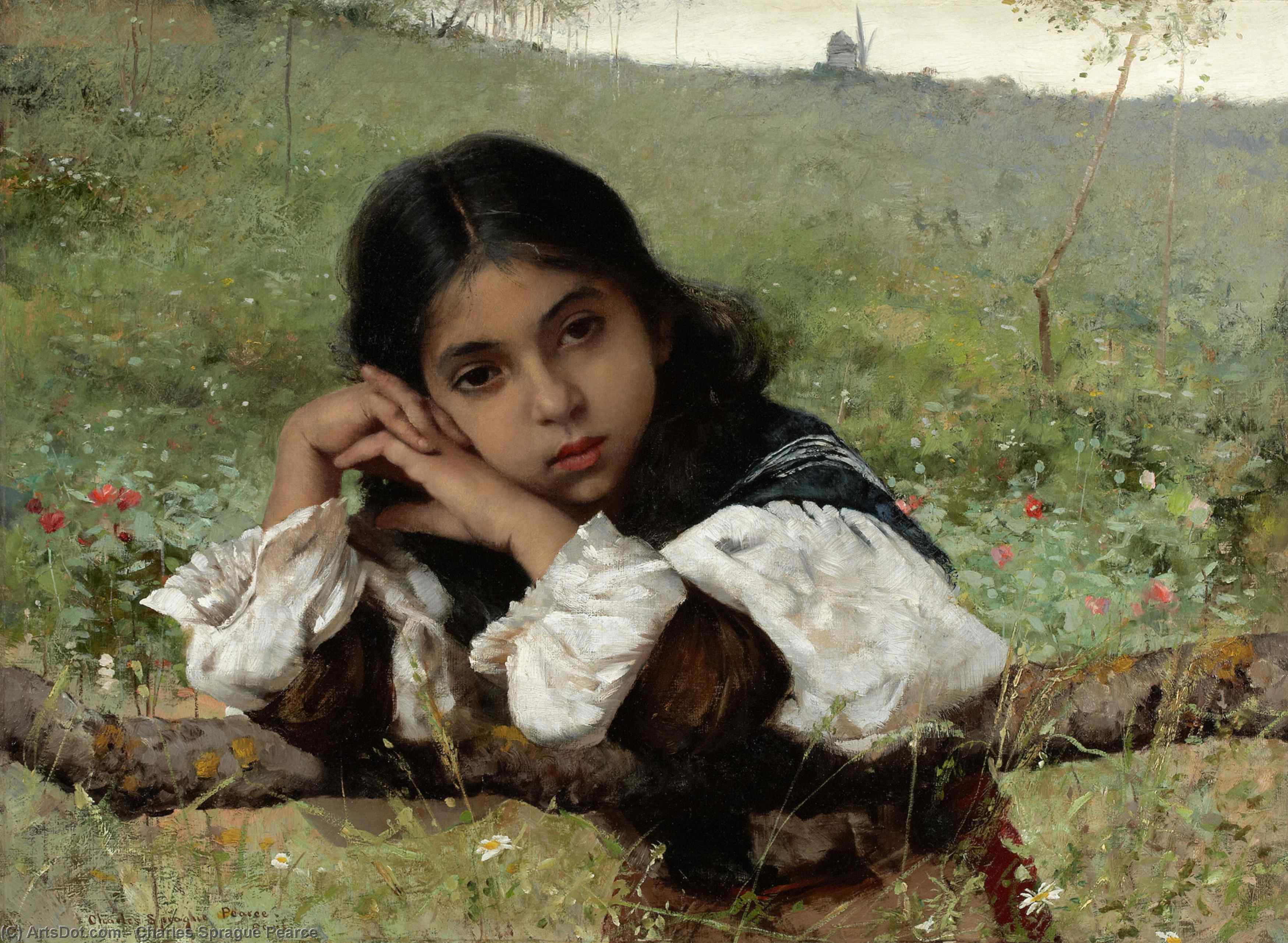 Wikioo.org - The Encyclopedia of Fine Arts - Painting, Artwork by Charles Sprague Pearce - Moments of Thoughtfulness