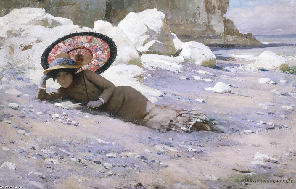 Wikioo.org - The Encyclopedia of Fine Arts - Painting, Artwork by Charles Sprague Pearce - Reading by the Shore