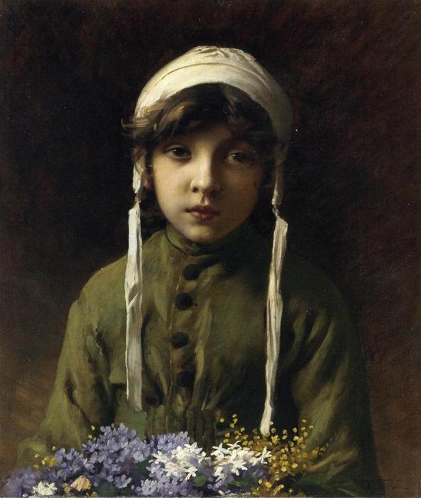 WikiOO.org - Encyclopedia of Fine Arts - Maľba, Artwork Charles Sprague Pearce - The Little Flower Girl