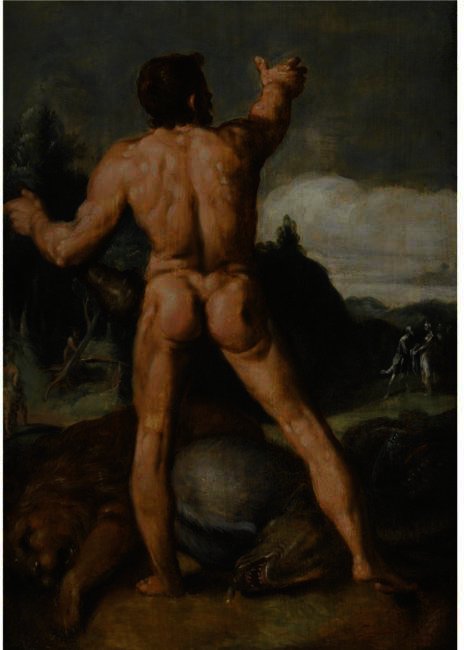 Wikioo.org - The Encyclopedia of Fine Arts - Painting, Artwork by Cornelis Cornelisz Van Haarlem - Hercules Slaying The Lion