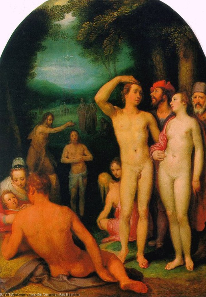 Wikioo.org - The Encyclopedia of Fine Arts - Painting, Artwork by Cornelis Cornelisz Van Haarlem - The Baptism of Christ