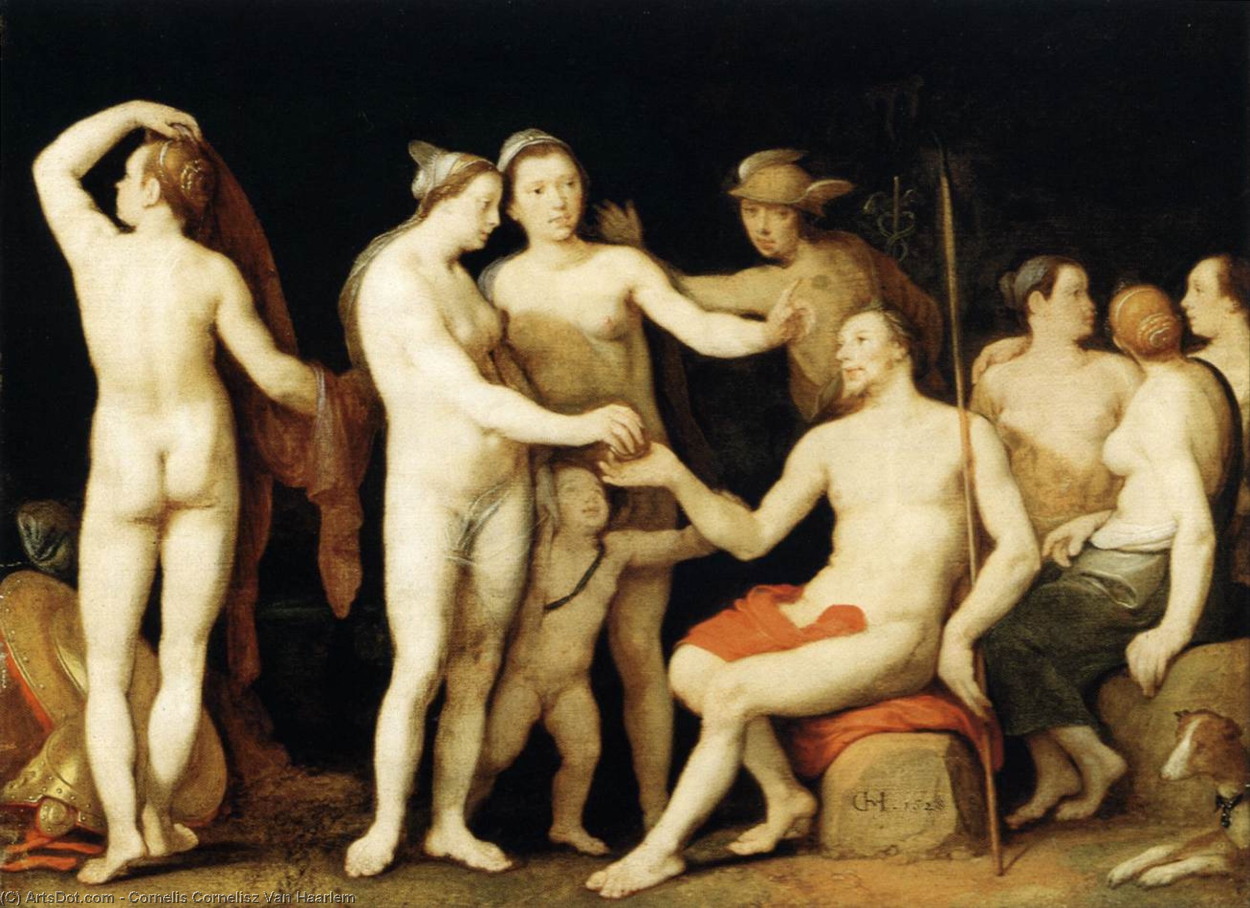 Wikioo.org - The Encyclopedia of Fine Arts - Painting, Artwork by Cornelis Cornelisz Van Haarlem - The Judgment of Paris