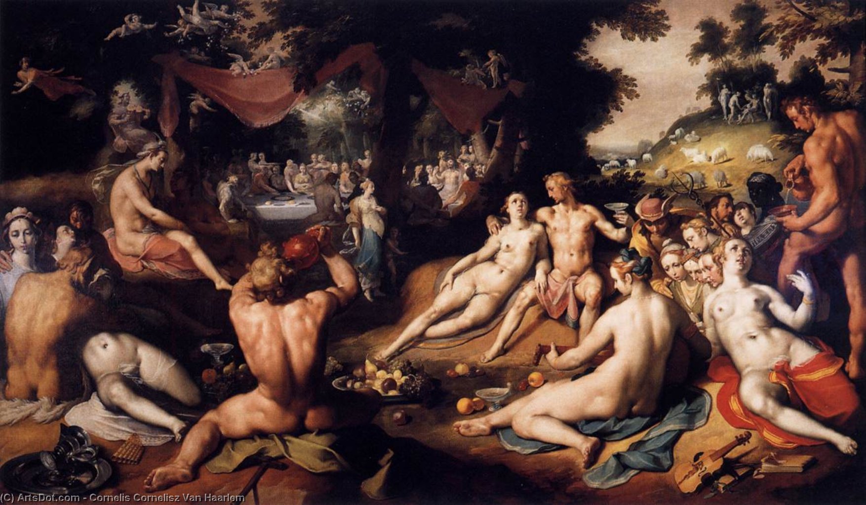 WikiOO.org - 百科事典 - 絵画、アートワーク Cornelis Cornelisz Van Haarlem - ペレウスとテティスの結婚式