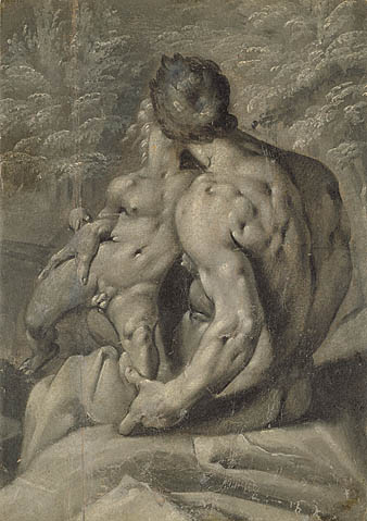 Wikioo.org – La Enciclopedia de las Bellas Artes - Pintura, Obras de arte de Cornelis Cornelisz Van Haarlem - Dos desnudos masculinos