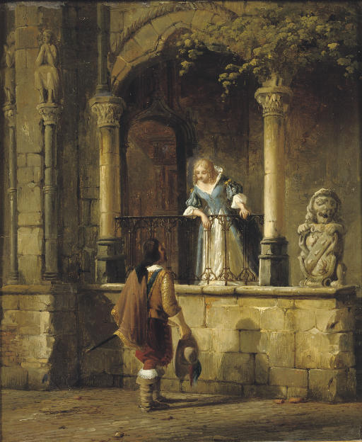 Wikioo.org – La Enciclopedia de las Bellas Artes - Pintura, Obras de arte de Cornelis Springer - Un encuentro amoroso