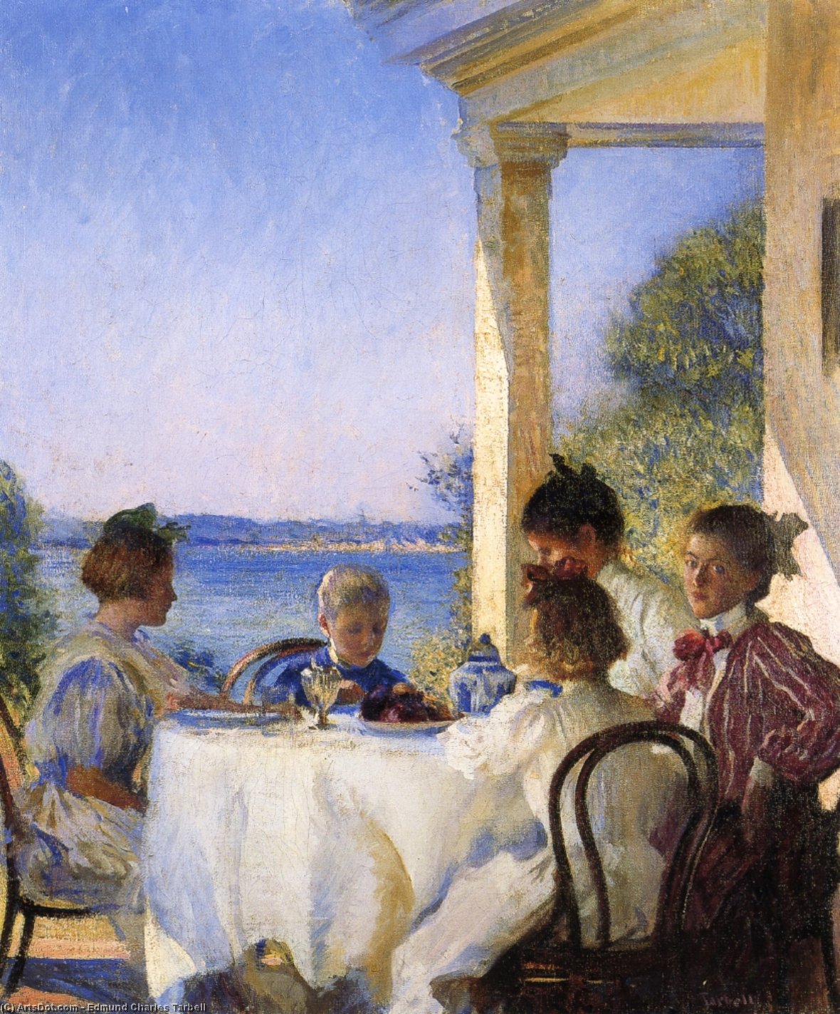 Wikioo.org – L'Encyclopédie des Beaux Arts - Peinture, Oeuvre de Edmund Charles Tarbell - Petit déjeuner sur la Piazza