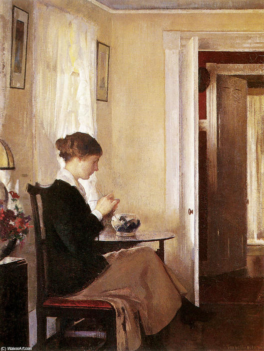 Wikioo.org - The Encyclopedia of Fine Arts - Painting, Artwork by Edmund Charles Tarbell - Josephine Knitting