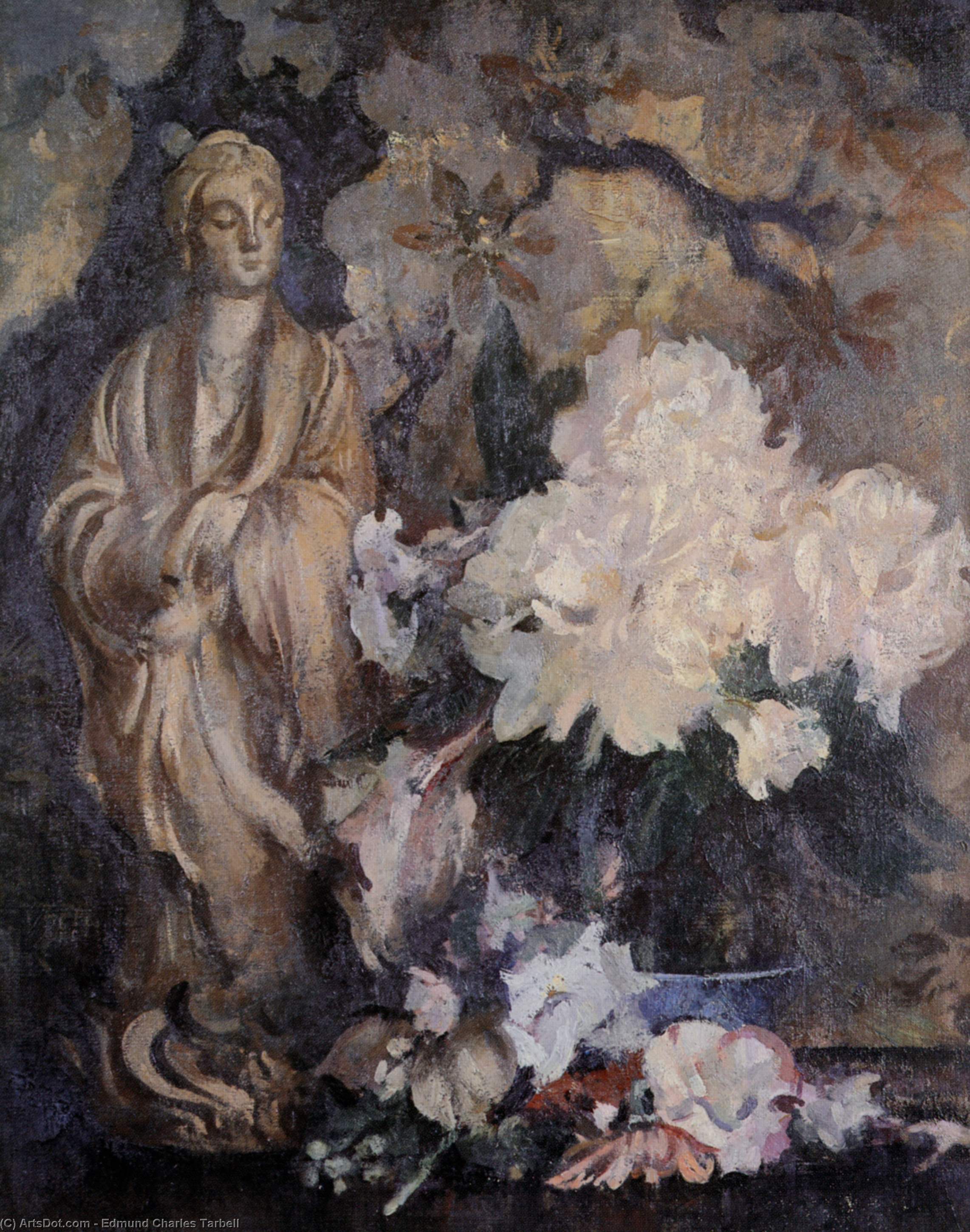 Wikioo.org – L'Enciclopedia delle Belle Arti - Pittura, Opere di Edmund Charles Tarbell - ancora la vita con orientale statua