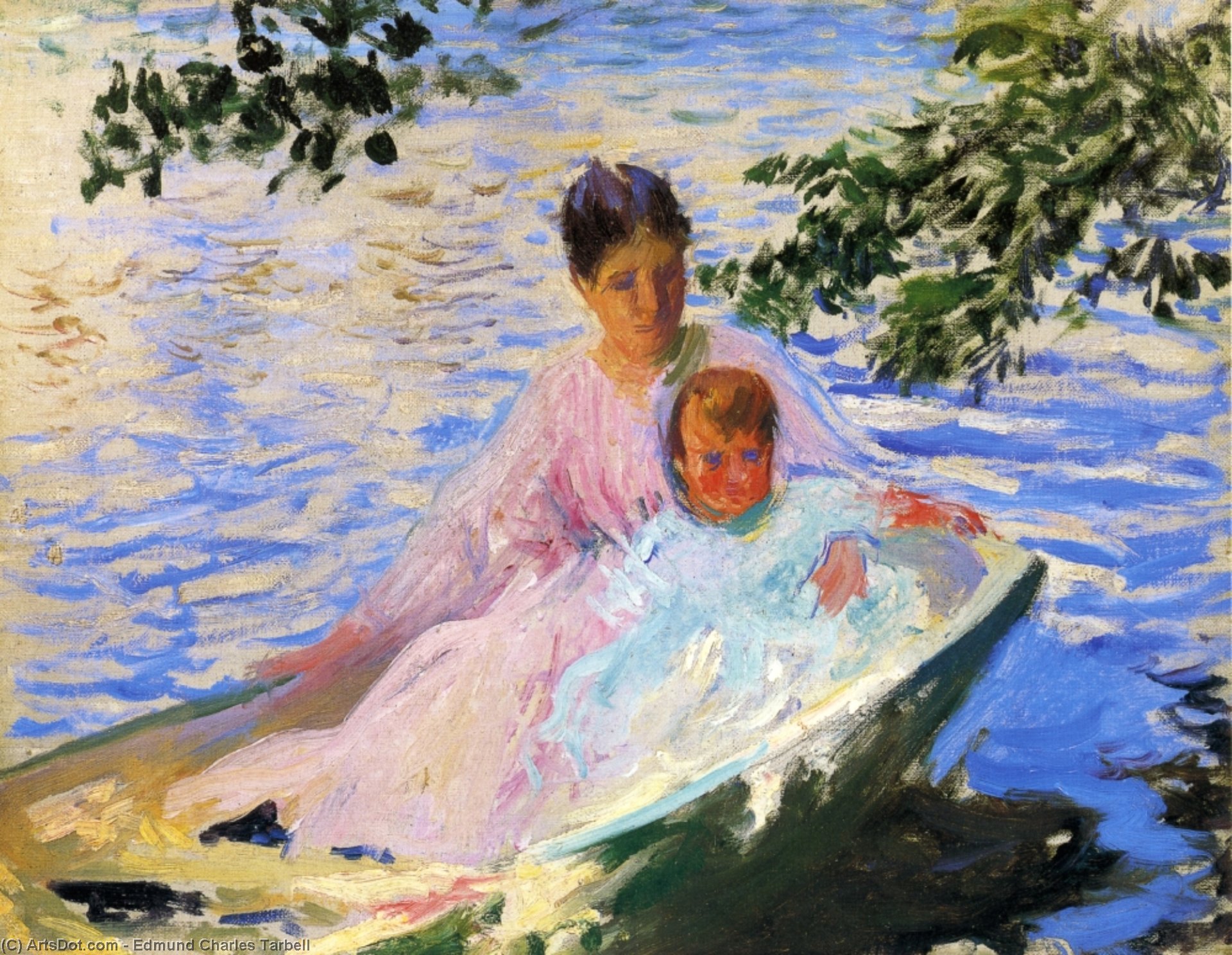 Wikioo.org - The Encyclopedia of Fine Arts - Painting, Artwork by Edmund Charles Tarbell - Study for 'On Bos'n's Hill