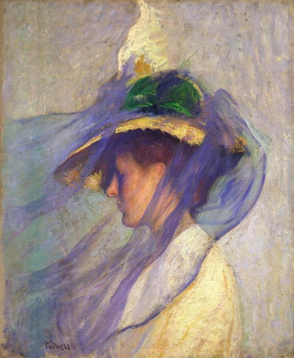 Wikioo.org - The Encyclopedia of Fine Arts - Painting, Artwork by Edmund Charles Tarbell - The Blue Veil
