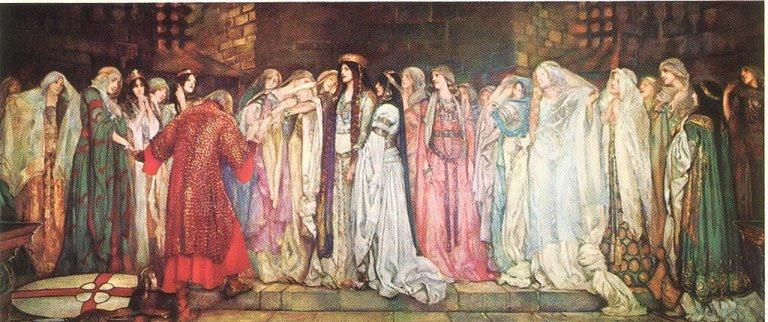 Wikioo.org - The Encyclopedia of Fine Arts - Painting, Artwork by Edwin Austin Abbey - Castle of Maidens