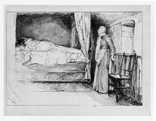 WikiOO.org - Encyclopedia of Fine Arts - Lukisan, Artwork Edwin Austin Abbey - Entrance of the Serving Maid