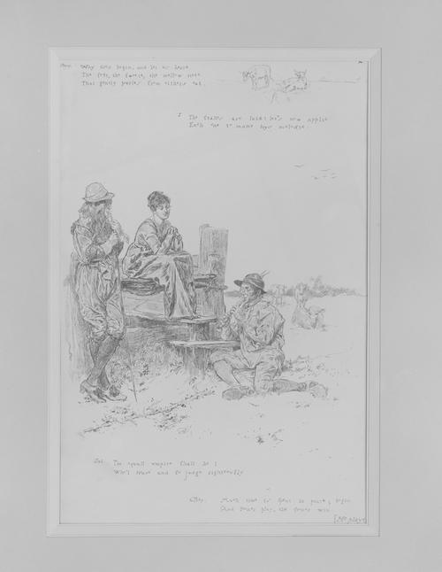 WikiOO.org - Encyclopedia of Fine Arts - Schilderen, Artwork Edwin Austin Abbey - Illustration to a Pastoral Poem by Herrick