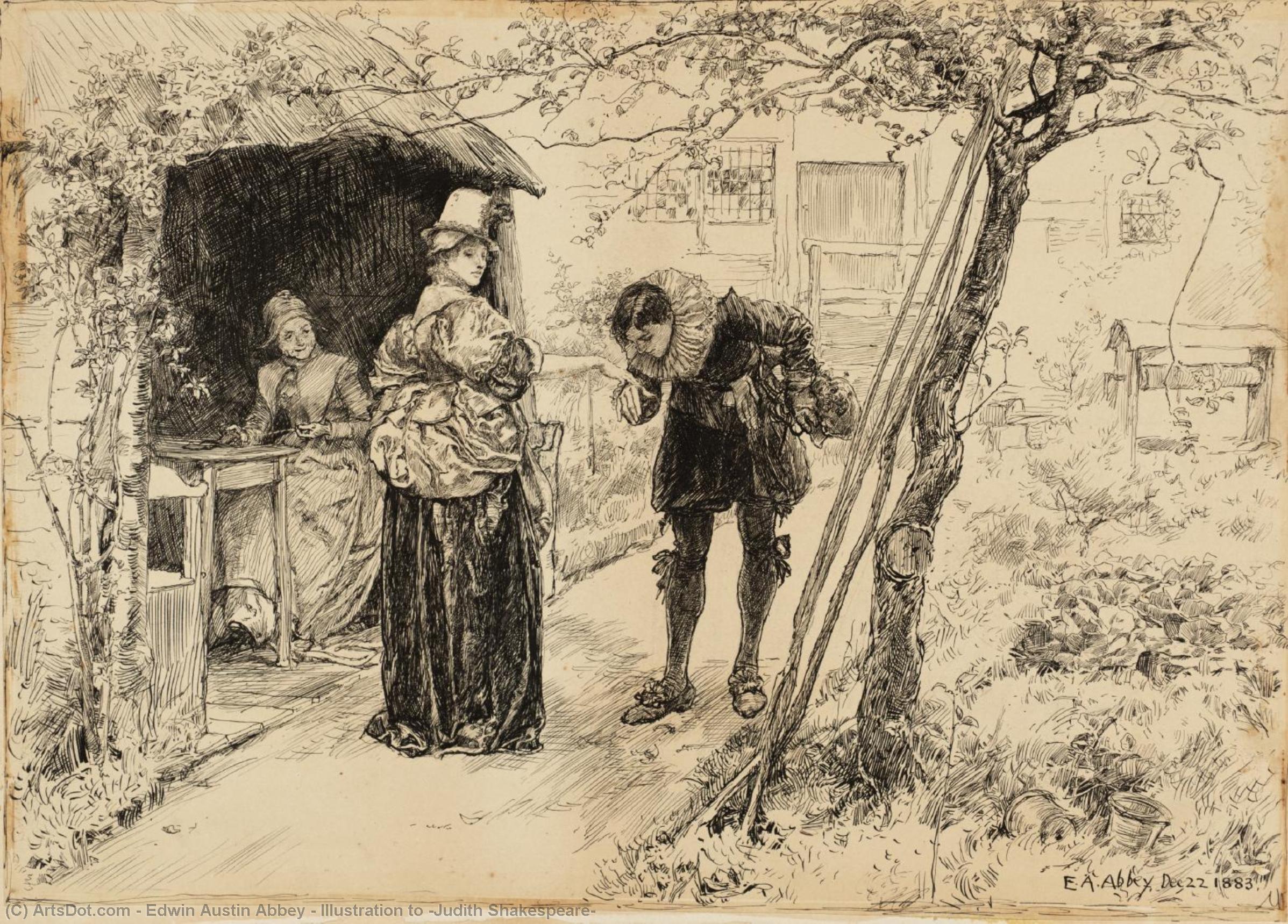 Wikioo.org - Bách khoa toàn thư về mỹ thuật - Vẽ tranh, Tác phẩm nghệ thuật Edwin Austin Abbey - Illustration to `Judith Shakespeare'