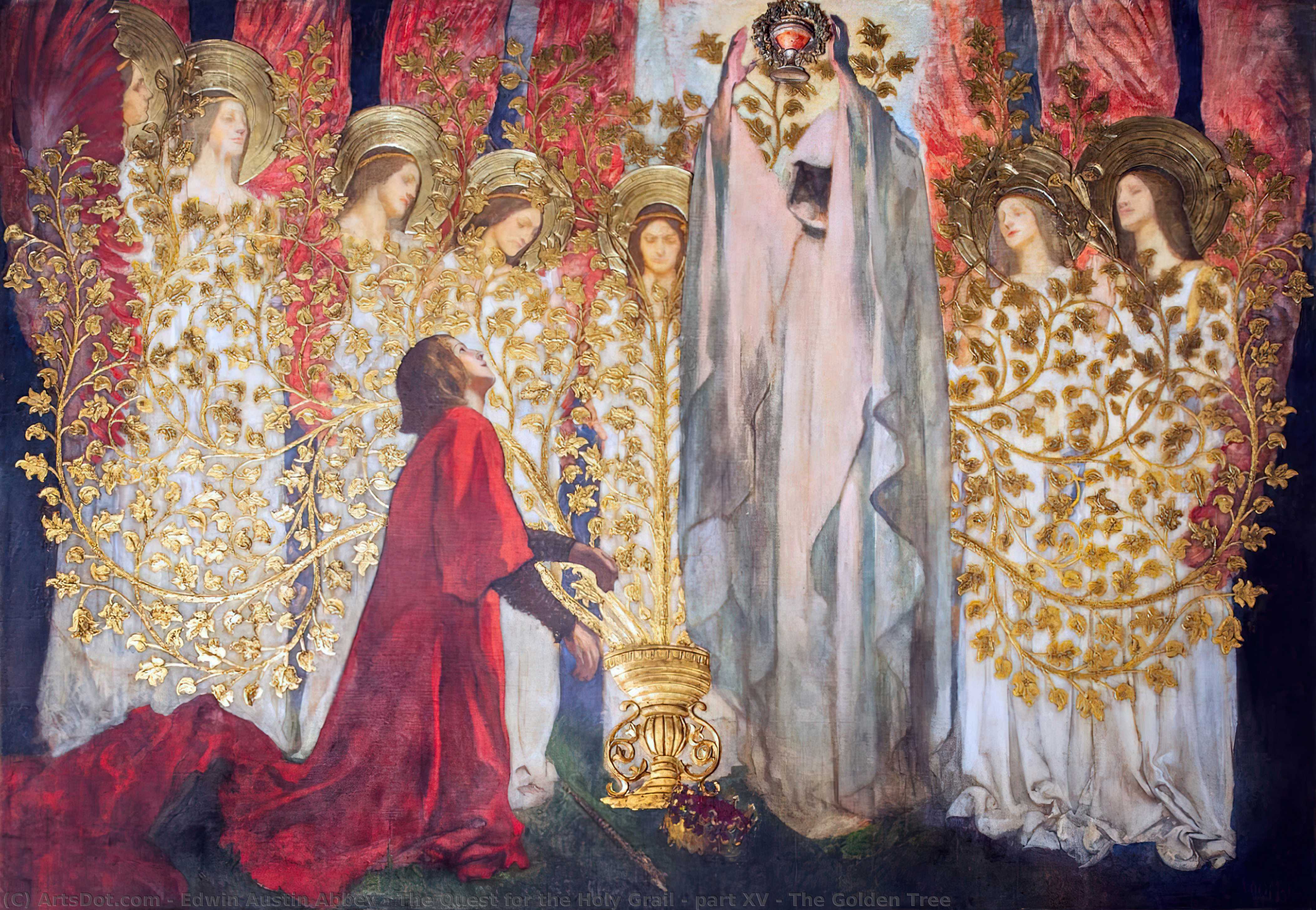 Wikioo.org - The Encyclopedia of Fine Arts - Painting, Artwork by Edwin Austin Abbey - The Quest for the Holy Grail - part XV - The Golden Tree