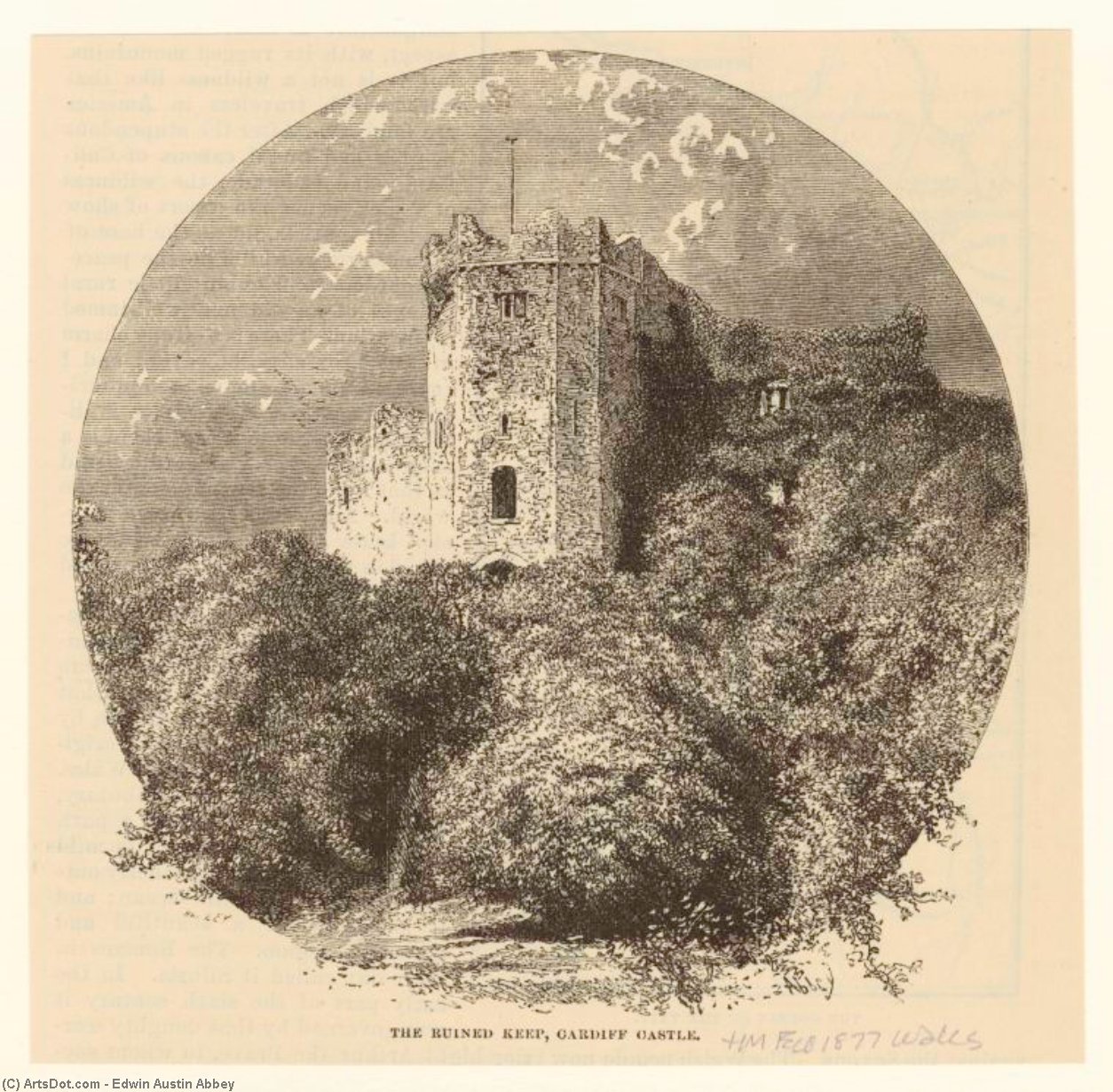 Wikioo.org – L'Enciclopedia delle Belle Arti - Pittura, Opere di Edwin Austin Abbey - Il mastio in rovina Castello di Cardiff