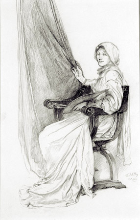 Wikioo.org – L'Enciclopedia delle Belle Arti - Pittura, Opere di Edwin Austin Abbey - Senza titolo ( donna seduta con tavolozza )