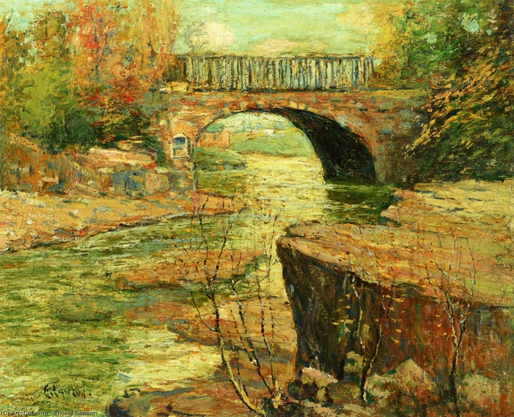 Wikioo.org - The Encyclopedia of Fine Arts - Painting, Artwork by Ernest Lawson - Aqueduct at Little Falls, New Jersey