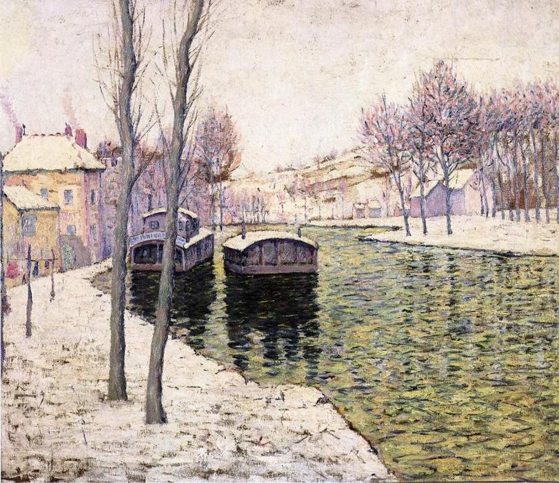 Wikioo.org - The Encyclopedia of Fine Arts - Painting, Artwork by Ernest Lawson - Barges on the Seine