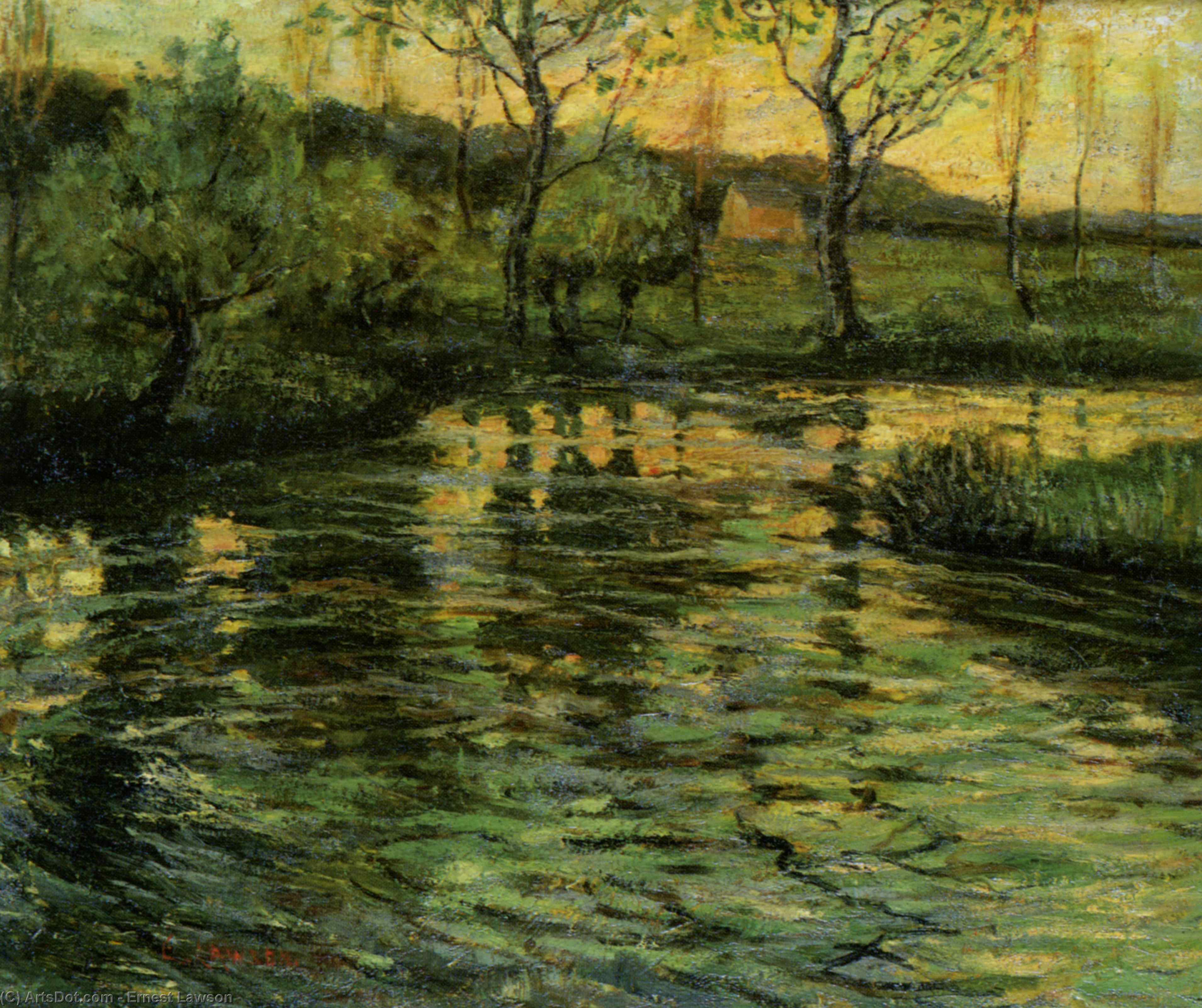 Wikoo.org - موسوعة الفنون الجميلة - اللوحة، العمل الفني Ernest Lawson - Conneticut River Scene