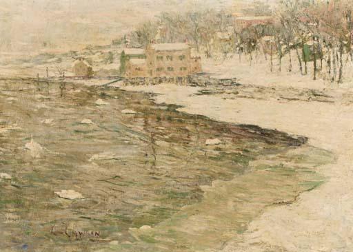 Wikioo.org - The Encyclopedia of Fine Arts - Painting, Artwork by Ernest Lawson - Cos Cob in Winter