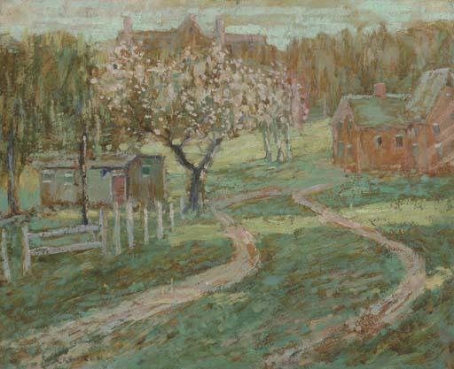Wikioo.org - The Encyclopedia of Fine Arts - Painting, Artwork by Ernest Lawson - Farm Building, Ridgefield, Connecticut