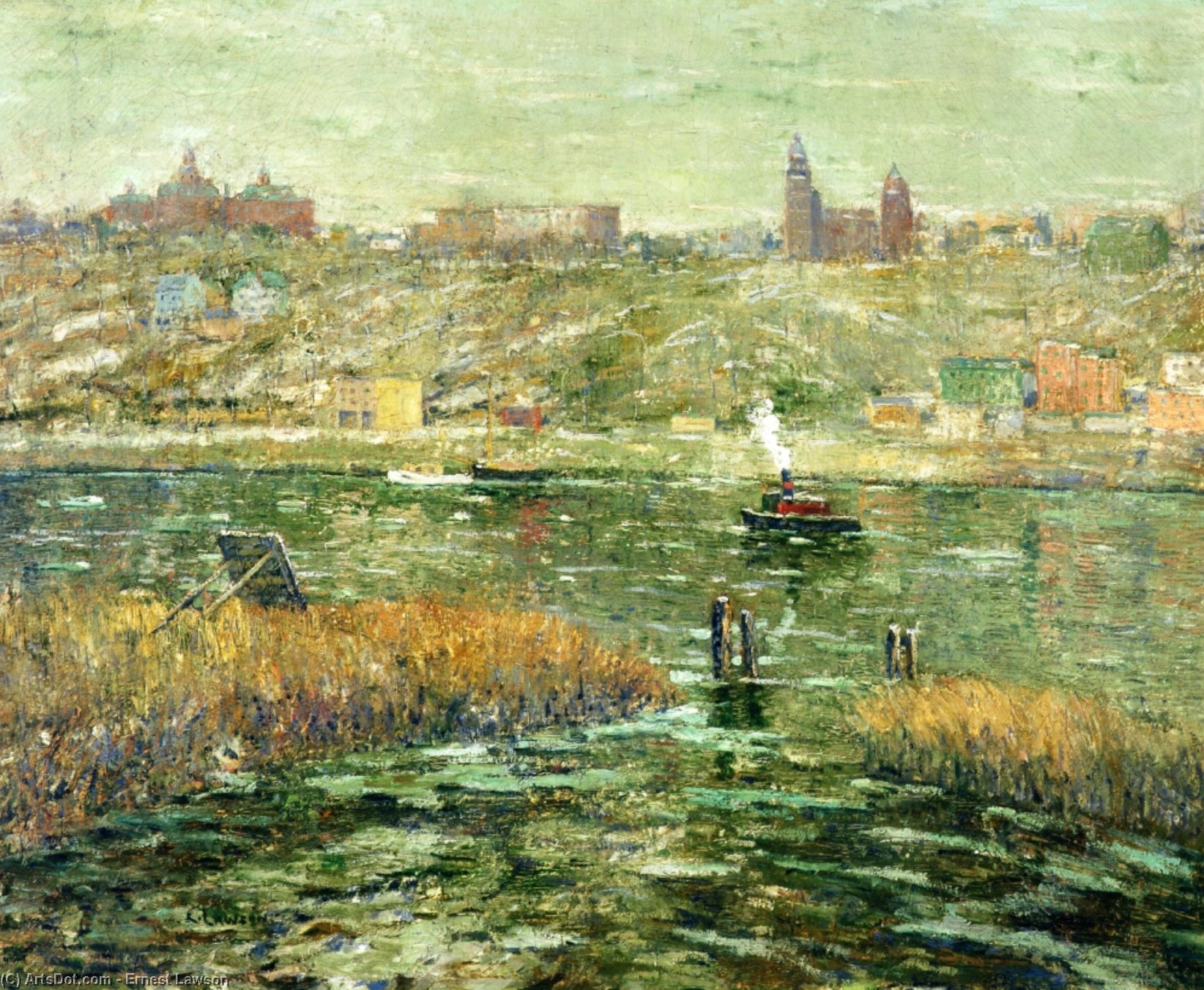 Wikioo.org - The Encyclopedia of Fine Arts - Painting, Artwork by Ernest Lawson - Harlem River