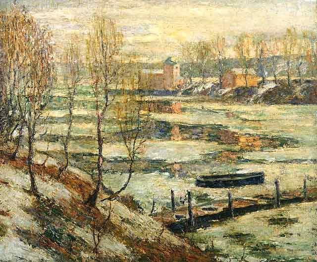 Wikioo.org - The Encyclopedia of Fine Arts - Painting, Artwork by Ernest Lawson - Ice in the River