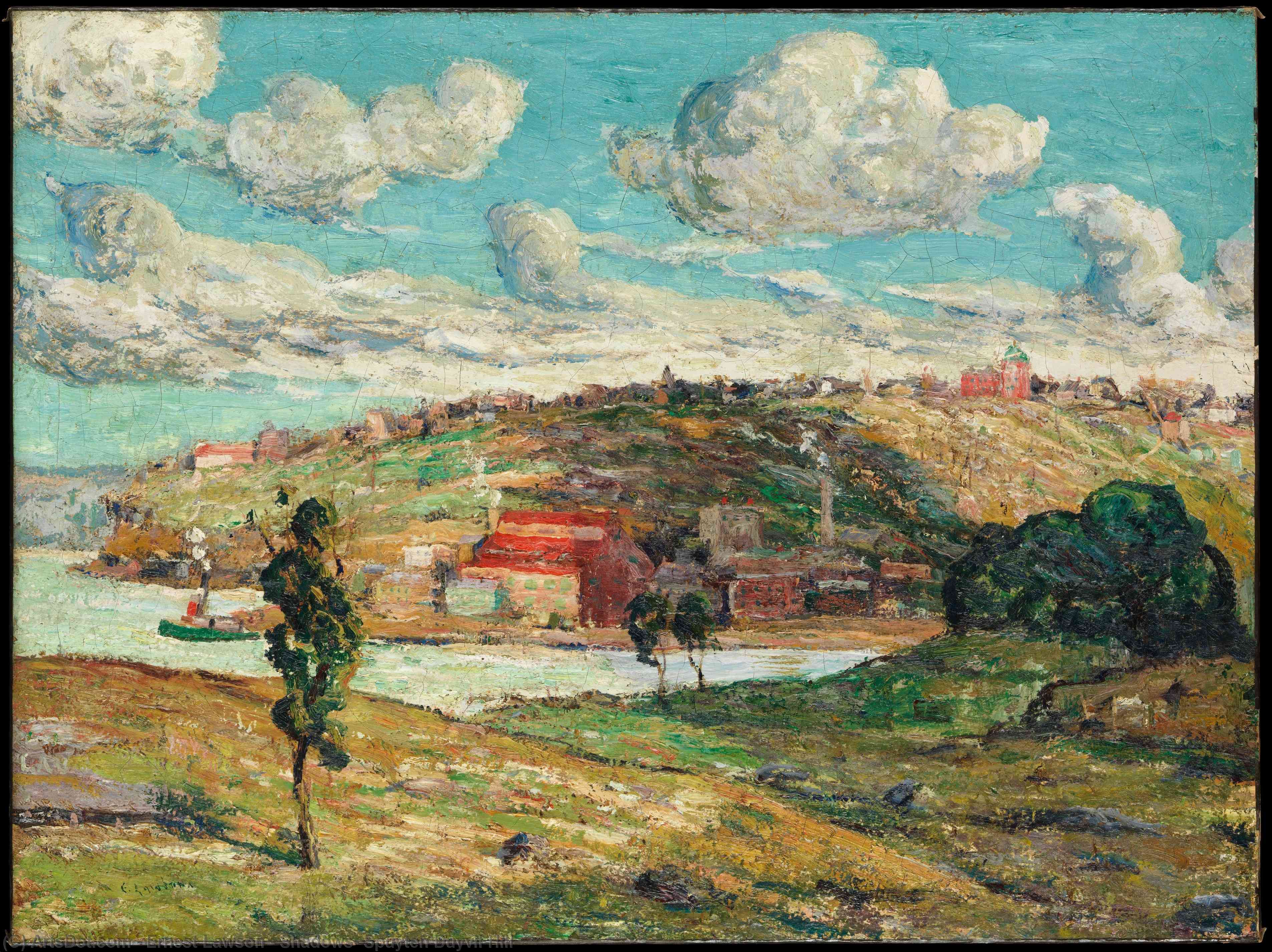 Wikioo.org - The Encyclopedia of Fine Arts - Painting, Artwork by Ernest Lawson - Shadows, Spuyten Duyvil Hill