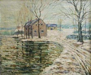 WikiOO.org - دایره المعارف هنرهای زیبا - نقاشی، آثار هنری Ernest Lawson - Snow Scene