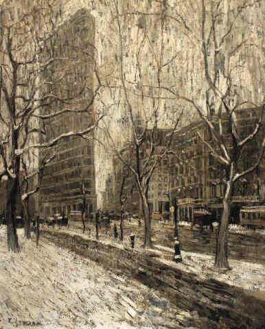 Wikioo.org - The Encyclopedia of Fine Arts - Painting, Artwork by Ernest Lawson - The Flatiron building