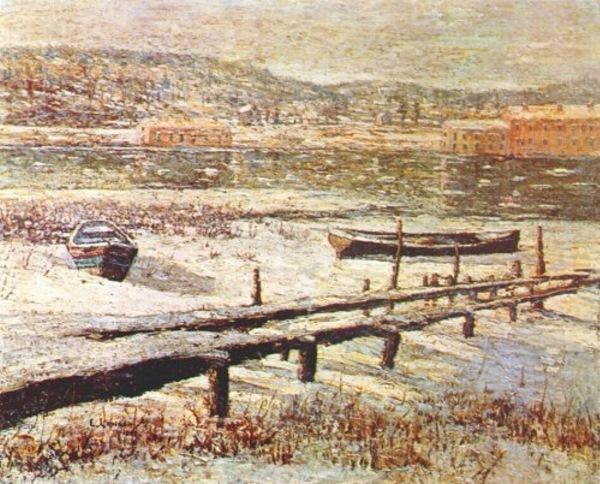 Wikioo.org - The Encyclopedia of Fine Arts - Painting, Artwork by Ernest Lawson - Winter on the River