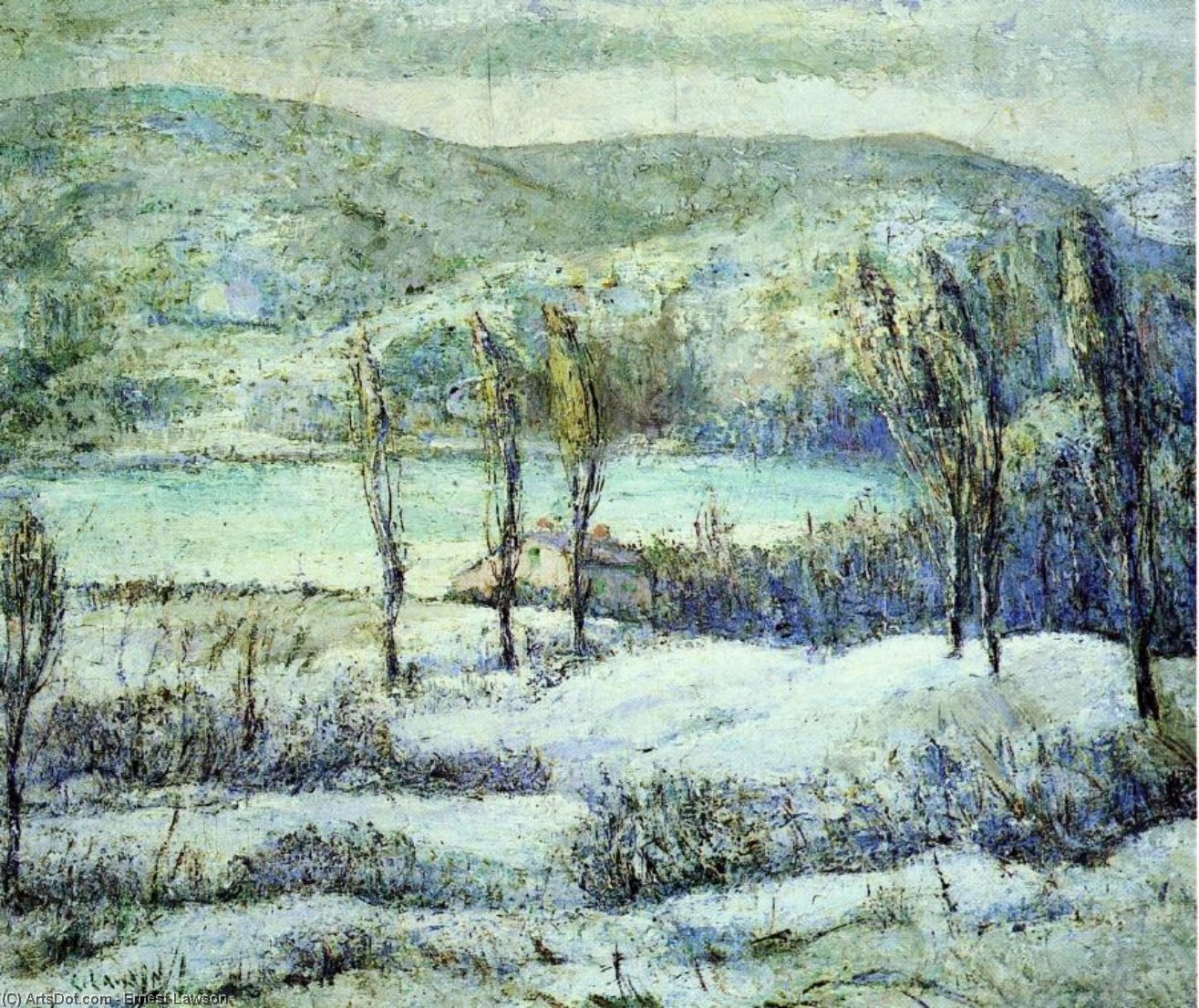 Wikioo.org - The Encyclopedia of Fine Arts - Painting, Artwork by Ernest Lawson - Winter Scene