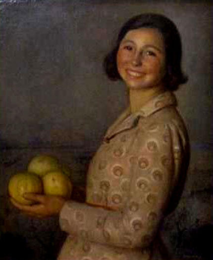 WikiOO.org - دایره المعارف هنرهای زیبا - نقاشی، آثار هنری Eugenio Hermoso Martínez - Mujer con fruta