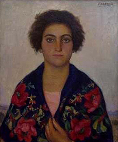 WikiOO.org - Enciclopedia of Fine Arts - Pictura, lucrări de artă Eugenio Hermoso Martínez - Mujer con Mantilla